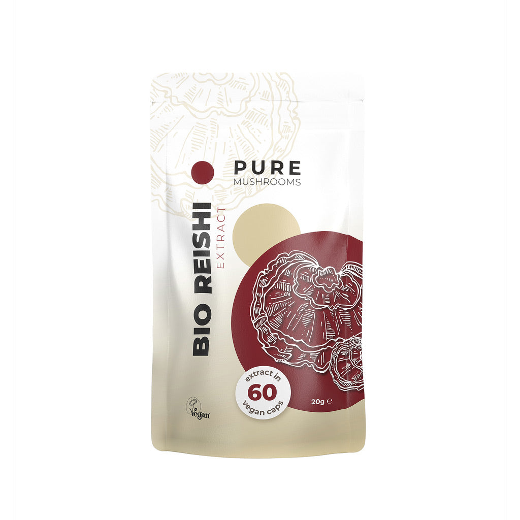 Pure Mushrooms Reishi paddenstoel extract bio 60 Vegetarische capsules