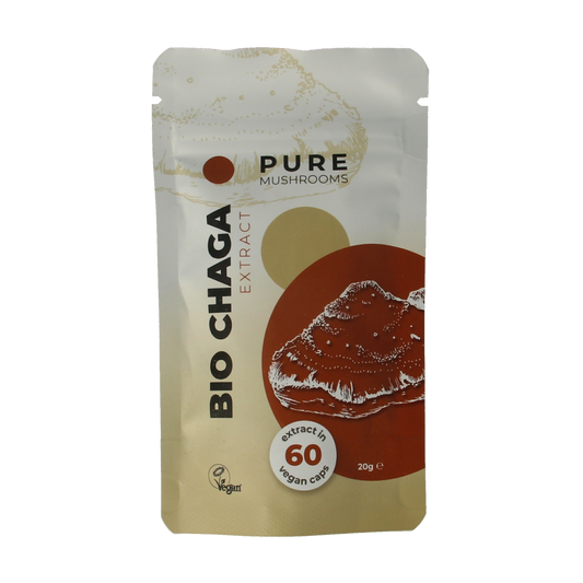 Pure Mushrooms Chaga paddenstoel extract bio 60.00 Vegetarische capsules