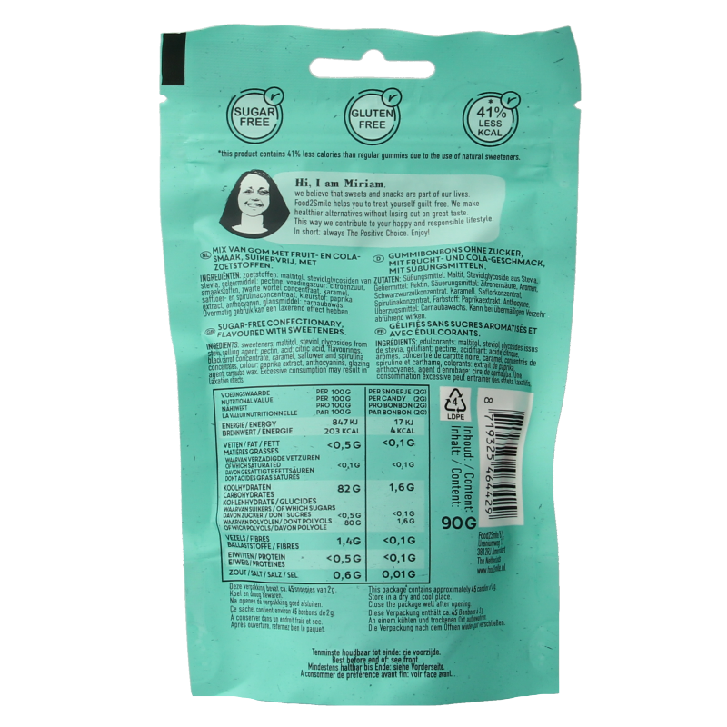 Food2Smile Gimme gummy mix suikervrij lactosevrij 90 Gram