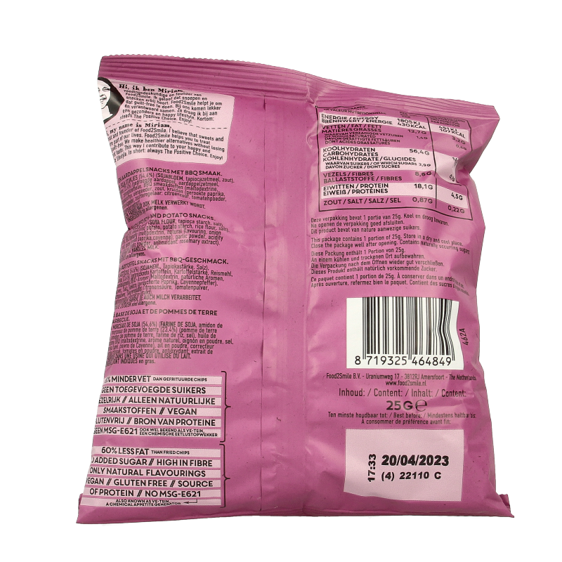 Food2Smile Popped chips barbeque 25 Gram