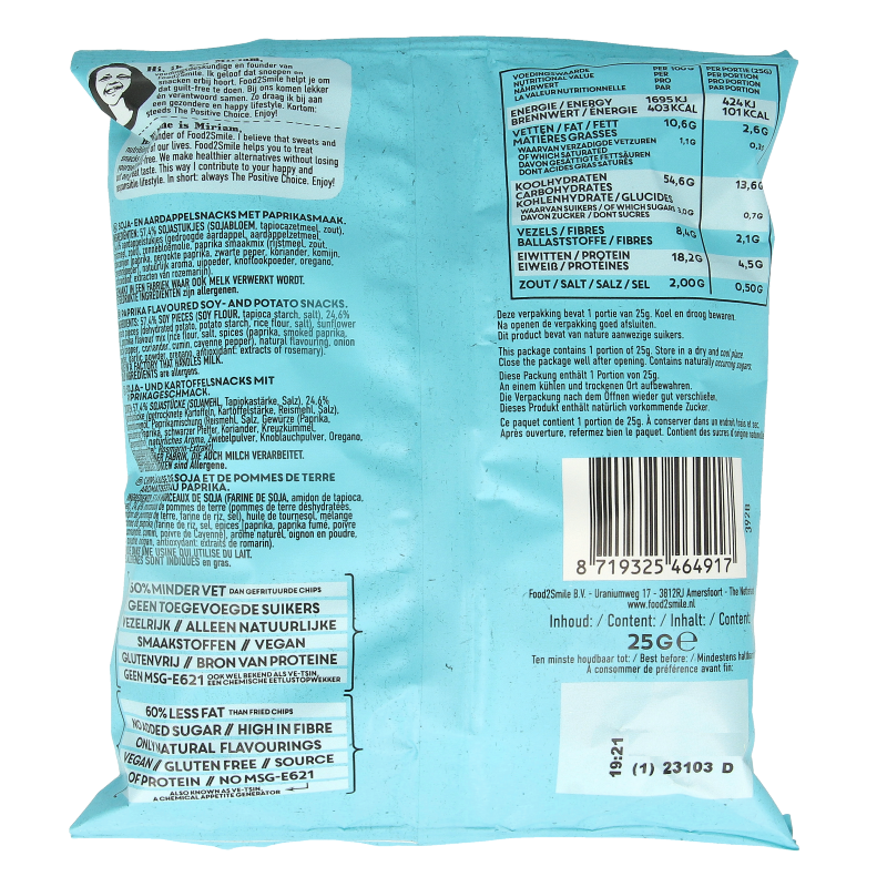 Food2Smile Popped chips paprika 25 Gram