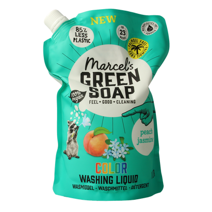 Marcel's Green Soap Wasmiddel kleur perzik & jasmijn navul  1.00 Liter
