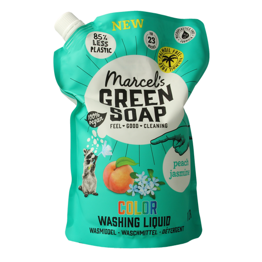 Marcel's Green Soap Wasmiddel kleur perzik & jasmijn navul  1.00 Liter