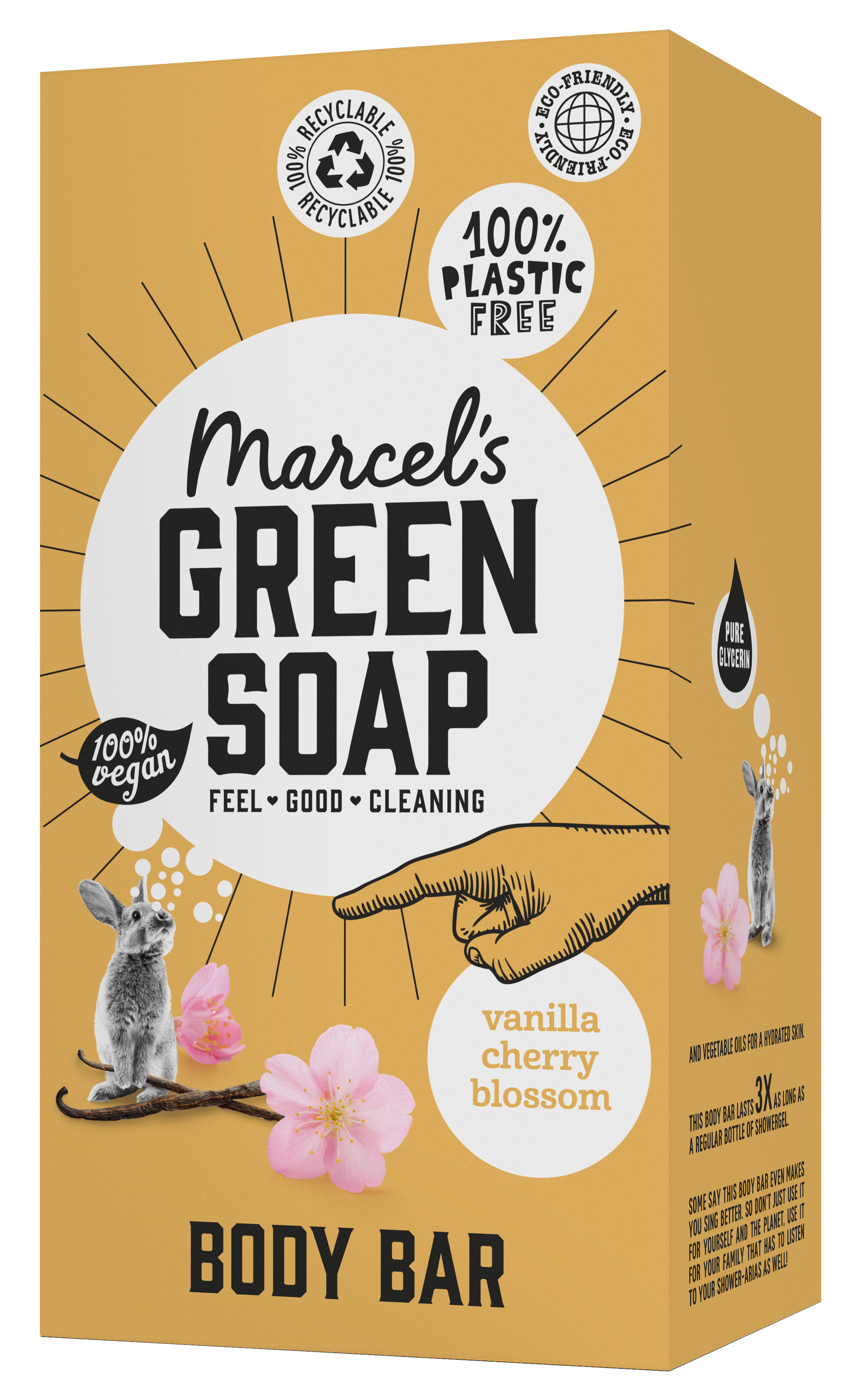 Marcel's Green Soap Shower bar vanilla & cherry 150 Gram