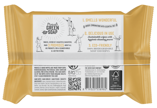 Marcel's Green Soap Hand wipes vanilla & cherry blossom bio 15.00 Stuks