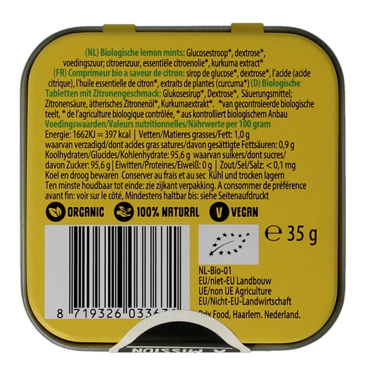 Max mints Lemon blikje vierkant bio 35.00 Gram