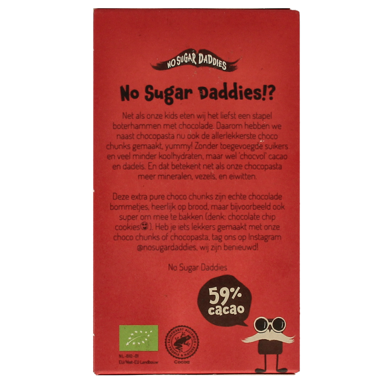 No Sugar Daddies Choco chunks extra puur bio 180 Gram