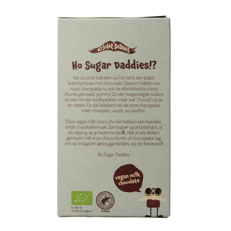No Sugar Daddies Choco chunks melk bio 180 Gram