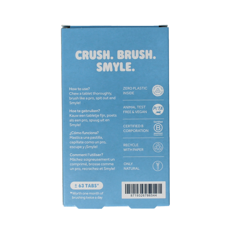 Smyle Tandpasta tabletten met fluoride navul 65 Stuks