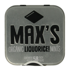 Max mints Liquorice blikje vierkant bio 35.00 Gram