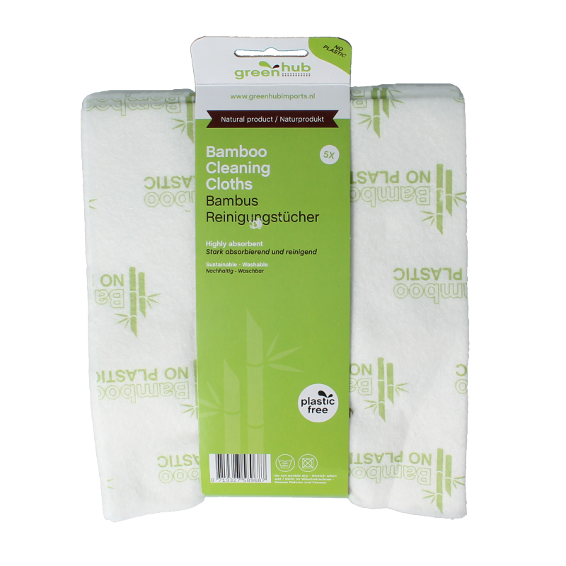 Greenhub  Schoonmaakdoeken bamboe 5 Stuks