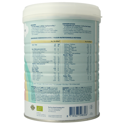 Pure Goat Zuigelingenvoeding volledig 1 bio 800.00 Gram