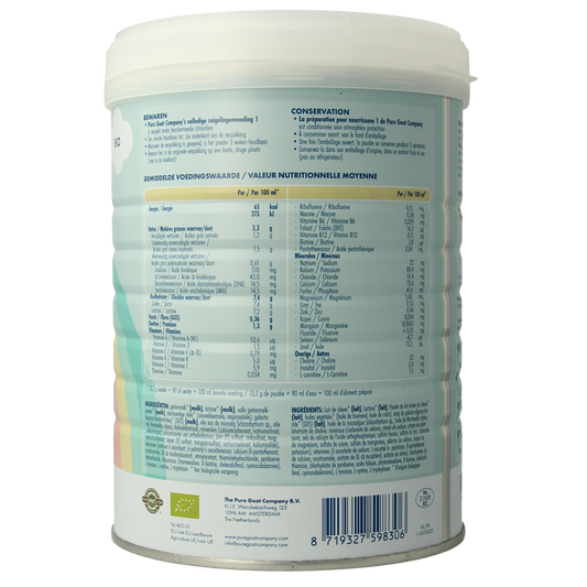 Pure Goat Zuigelingenvoeding volledig 1 bio 800.00 Gram