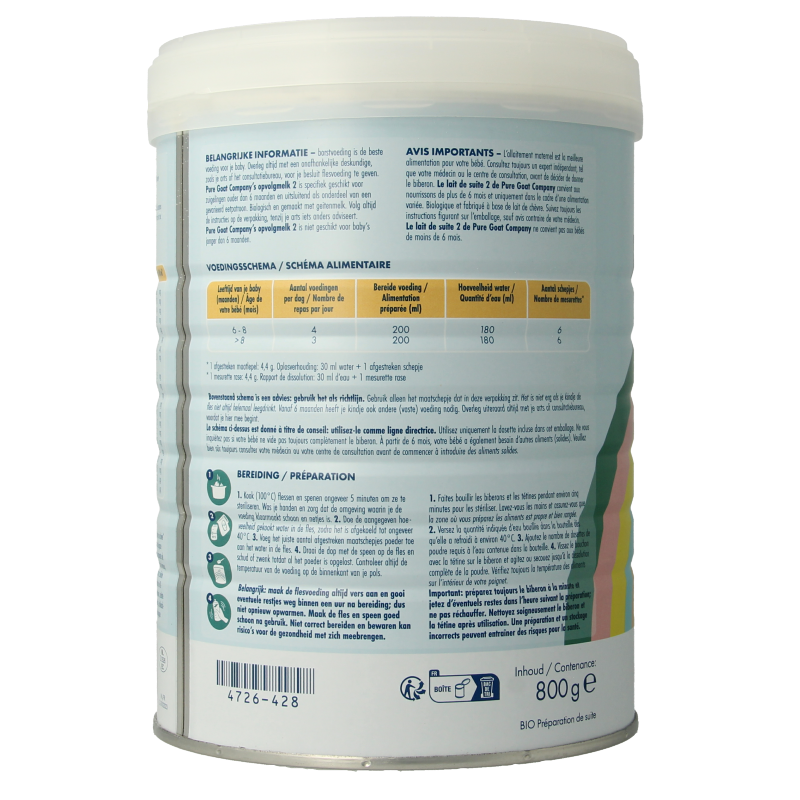Pure Goat Opvolgmelk 2 bio 800 Gram