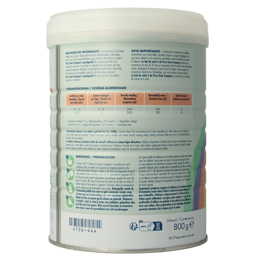 Pure Goat Opvolgmelk 3 bio 800 Gram