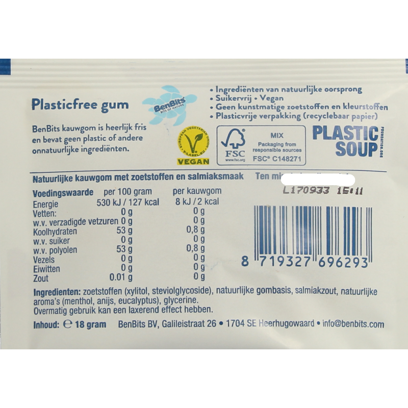 BenBits Salmiak single zakje 18 Gram