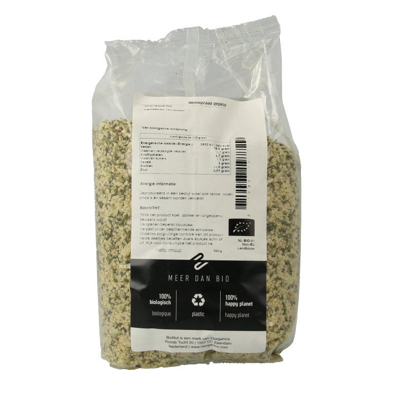 Bionut Hennepzaad gepeld bio 500 Gram