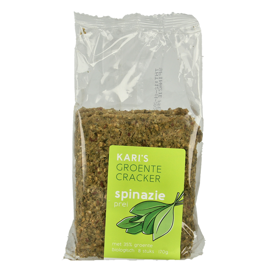 Kari's Crackers  Groentecracker spinazie prei bio 175.00 Gram
