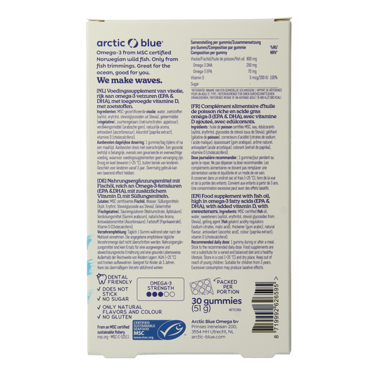 Arctic Blue Omega 3 gummy DHA EPA vitamine D 30.00 Gummies