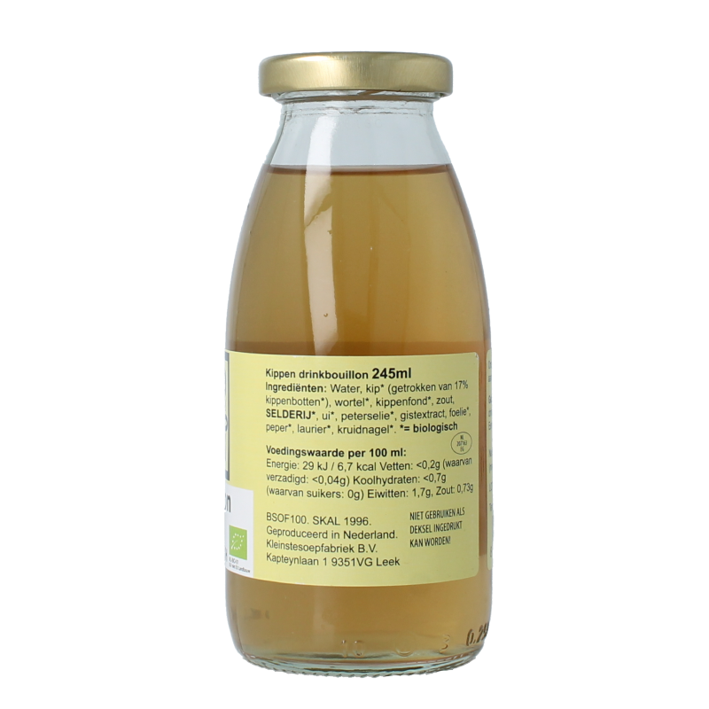 Kleinstesoepfabriek Drinkbouillon kip bio 245 Milliliter