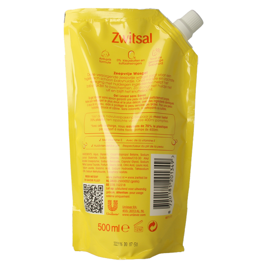 Zwitsal Wasgel zeepvrij navulverpakking 500 Milliliter