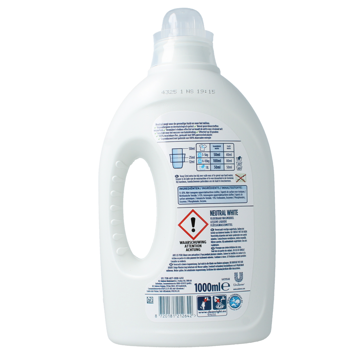 Neutral Wasmiddel wit 1.00 Liter