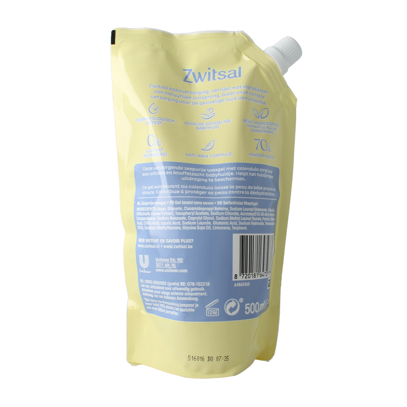 Zwitsal Zeepvrije wasgel navul 500 Milliliter