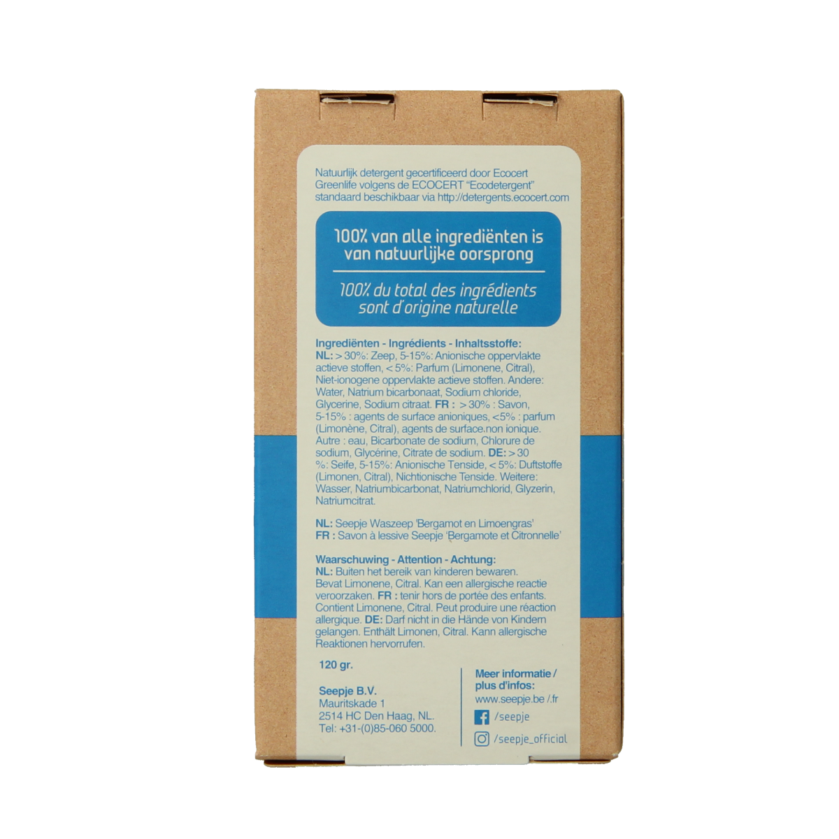 Seepje Waszeep & vlekverwijderaar bergamot & limoengras 120 Gram