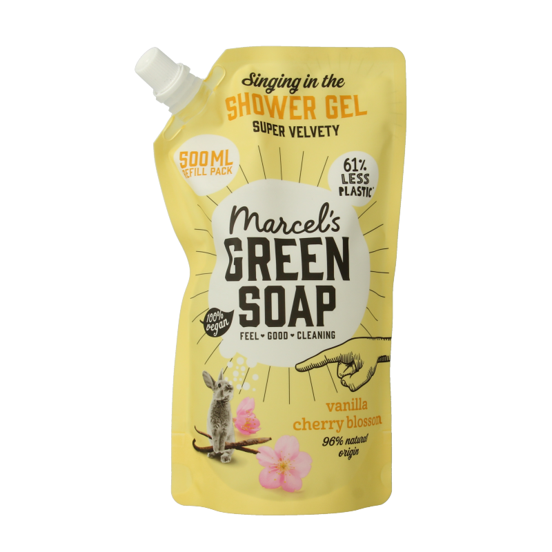 Marcel's Green Soap Showergel vanille & kersenbloesem navulling 500 Milliliter