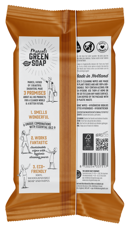 Marcel's Green Soap Cleansing wipes sandelhout & kardemom 60.00 Stuks