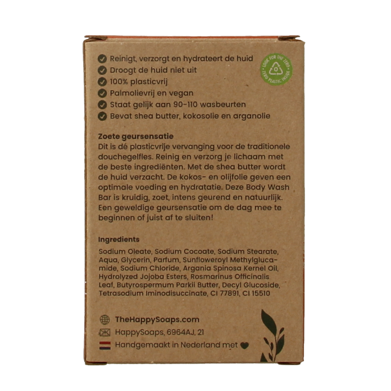 Happysoaps Body bar arganolie en rozemarijn 100 Gram