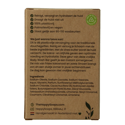 Happysoaps Body bar kokosnoot & limoen 100 Gram