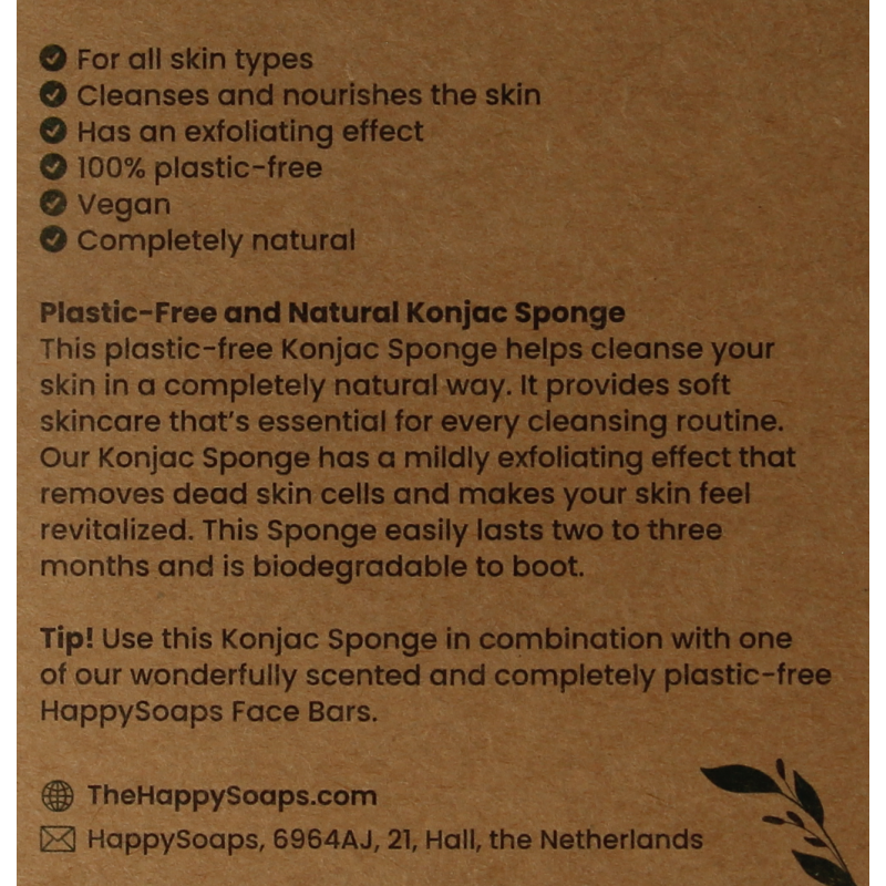 Happysoaps Konjac spons alle huidtypen 1 Stuks