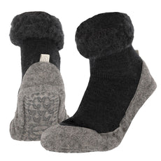 Apollo Huisslof wol anti-slip antraciet 43/44 1 Paar