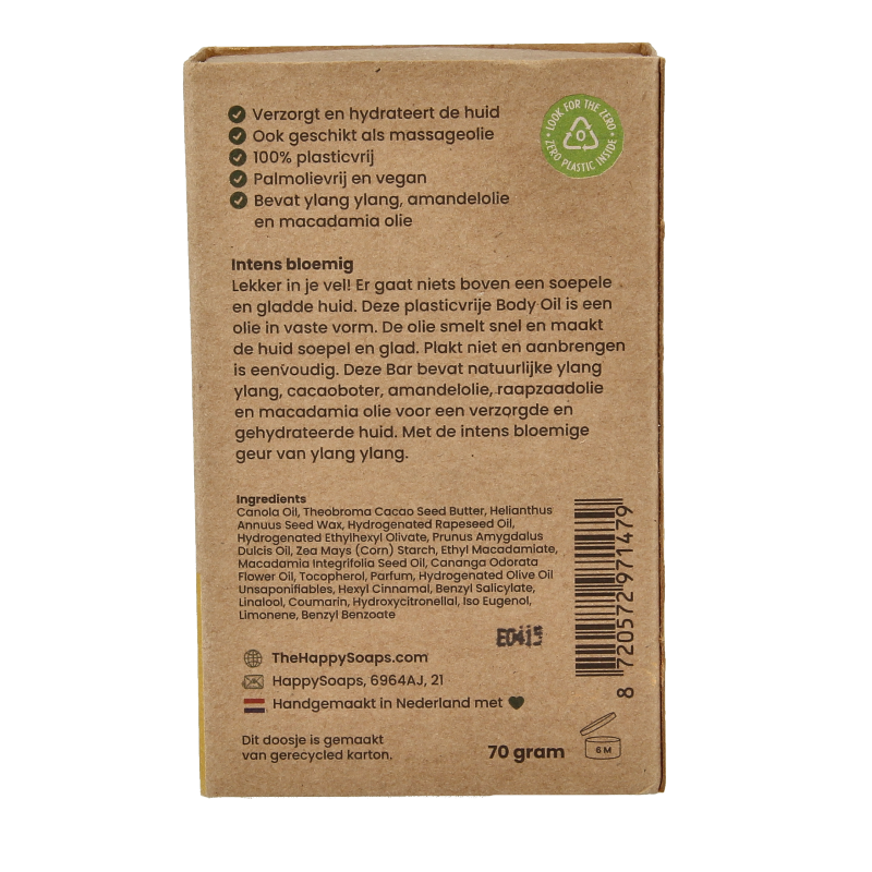 Happysoaps Body oil bar exotic ylang ylang 70 Gram