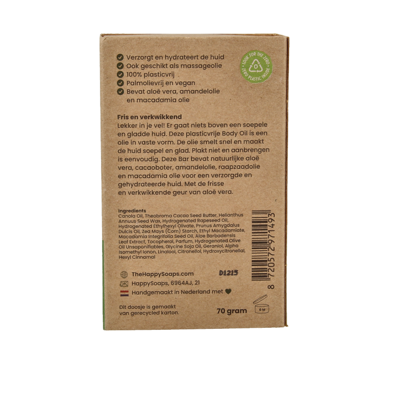 Happysoaps Body oil bar aloe you vera much 70 Gram