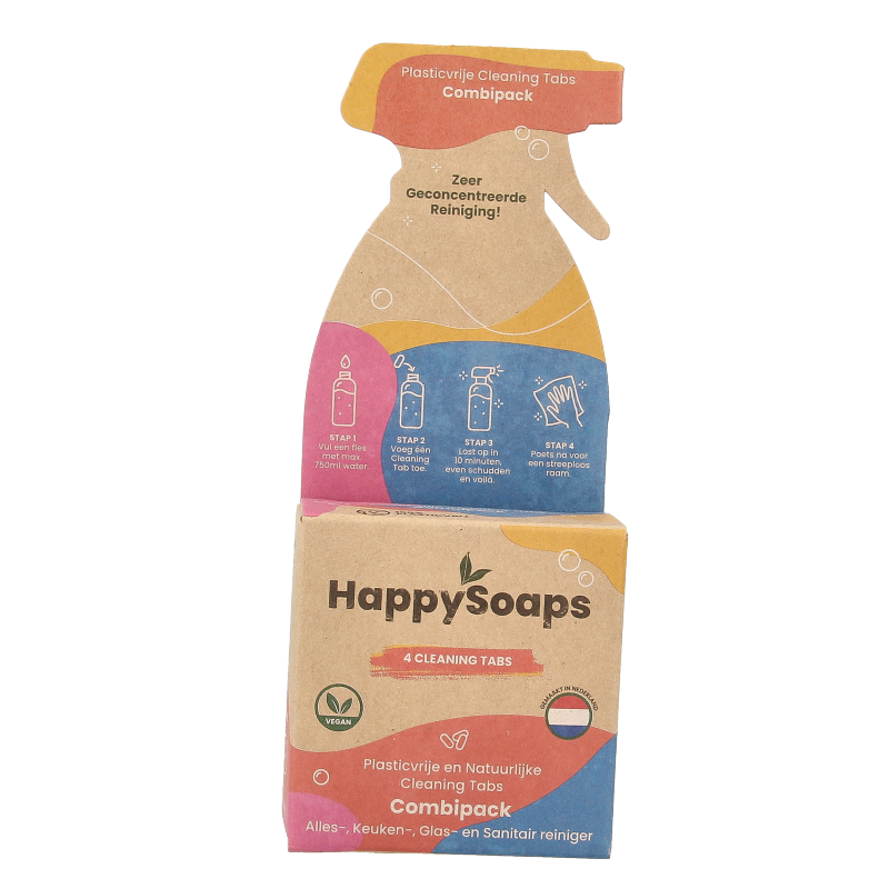 Happysoaps Cleaning tabs combipack alles-, keuken- en sanitai 4 Stuks