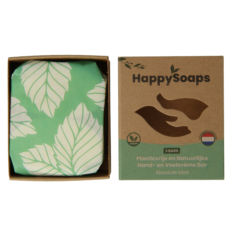 Happysoaps Hand & voetcreme bar absolute mint 40 Gram