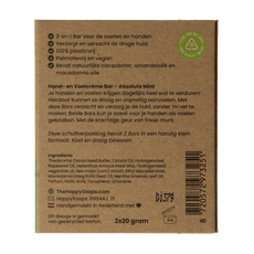 Happysoaps Hand & voetcreme bar absolute mint 40 Gram