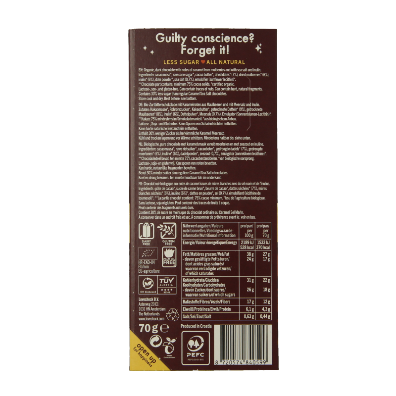 Lovechock Soul caramel sea salt bio 70 Gram