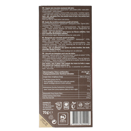 Lovechock Dark & dates bio 70 Gram