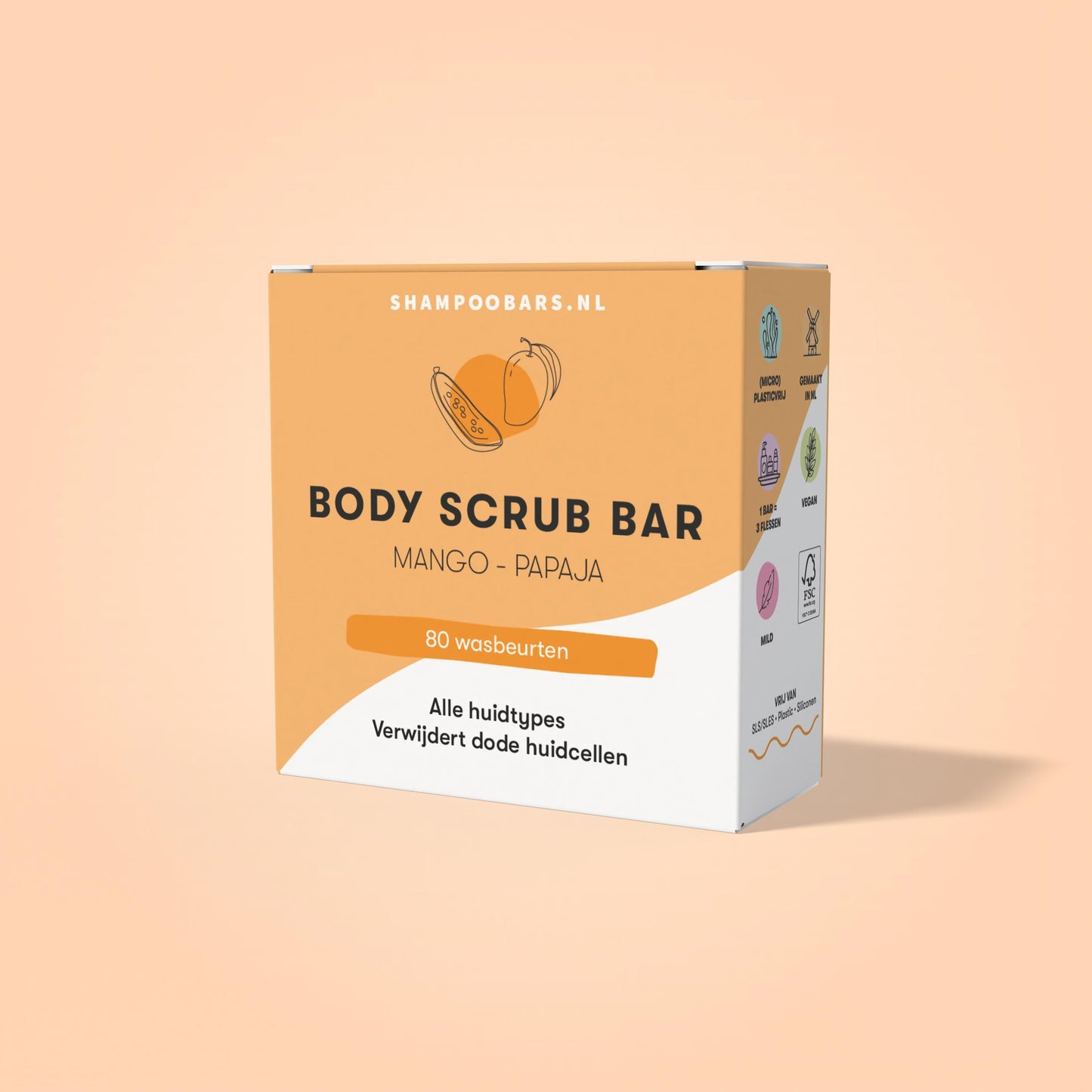 Shampoobars Body scrub bar mango & papaja 60 Gram