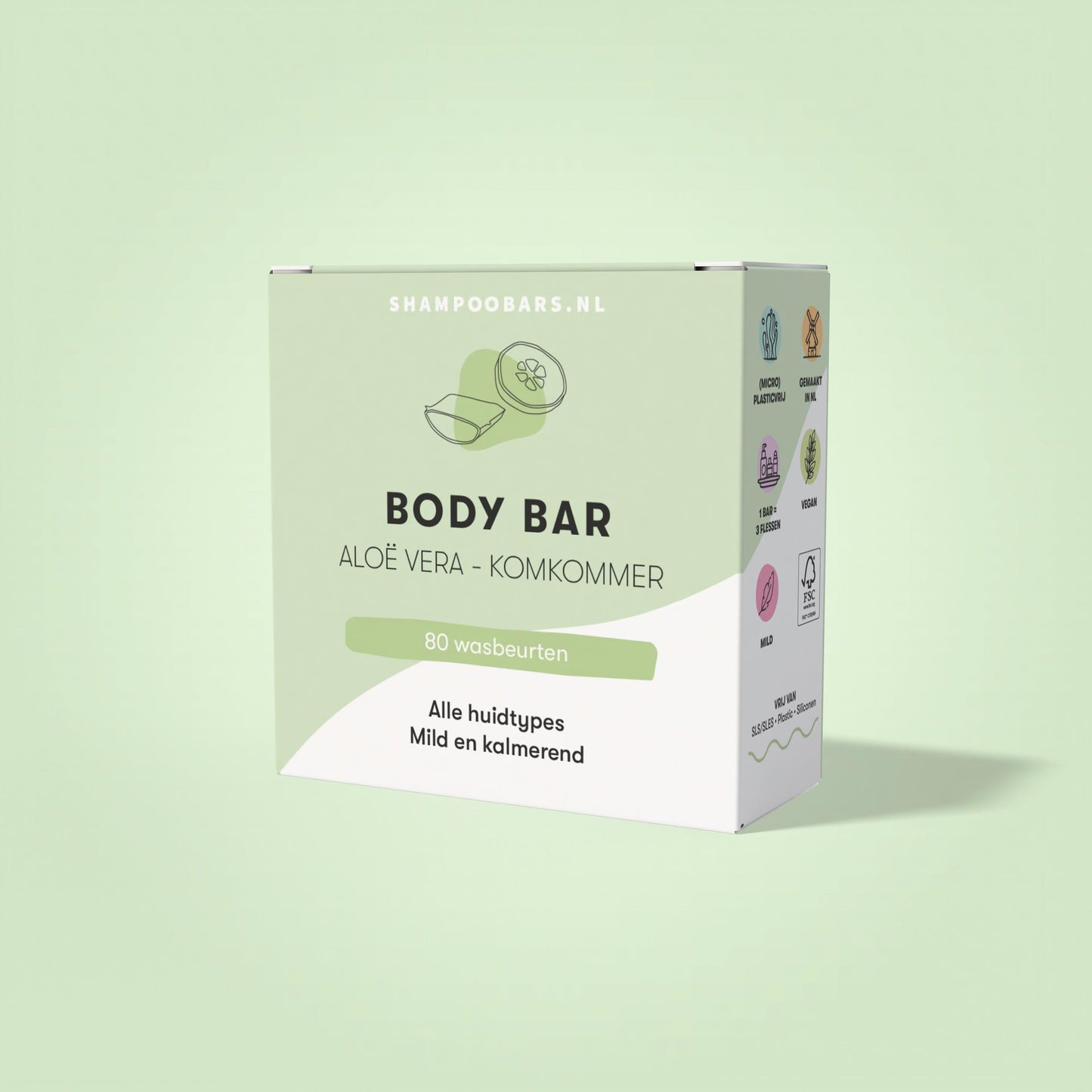 Shampoobars Body bar aloe vera & komkommer 60 Gram