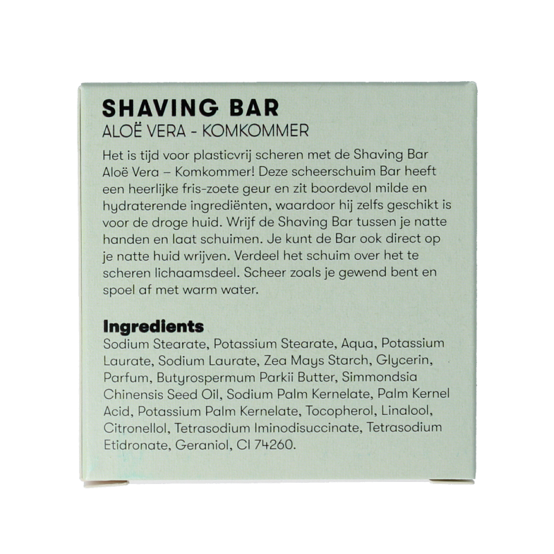Shampoobars Shaving bar aloe vera & komkommer 60 Gram