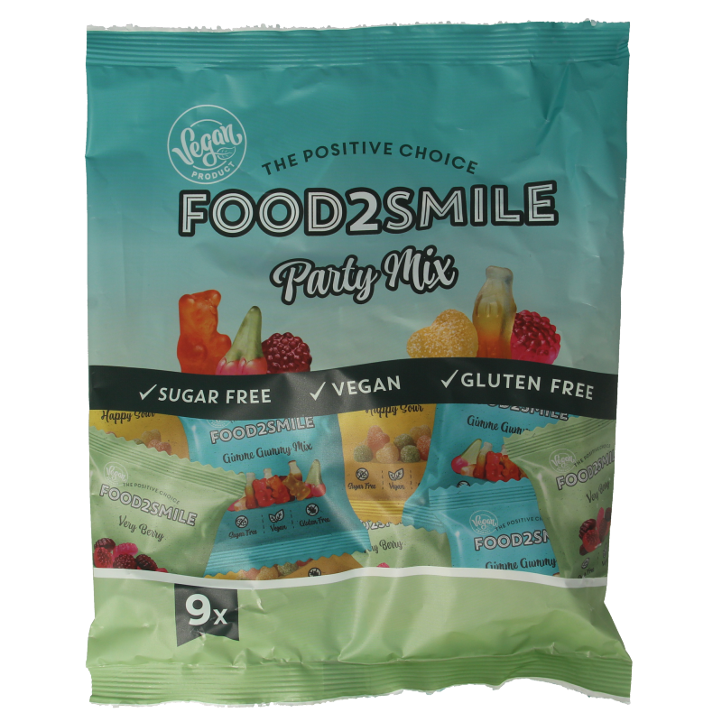 Food2Smile Party mix uitdeelzak 9 zakjes 180 Gram
