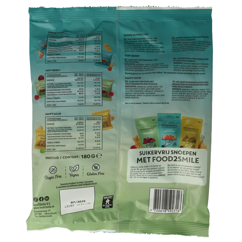 Food2Smile Party mix uitdeelzak 9 zakjes 180 Gram