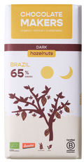 Chocolatemakers Brazil hazelnoot 65% puur demeter bio 80.00 Gram