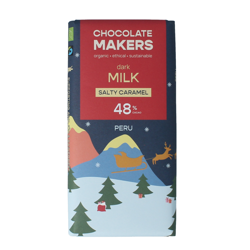 Chocolatemakers Kerstreep salty caramel bio 80 Gram