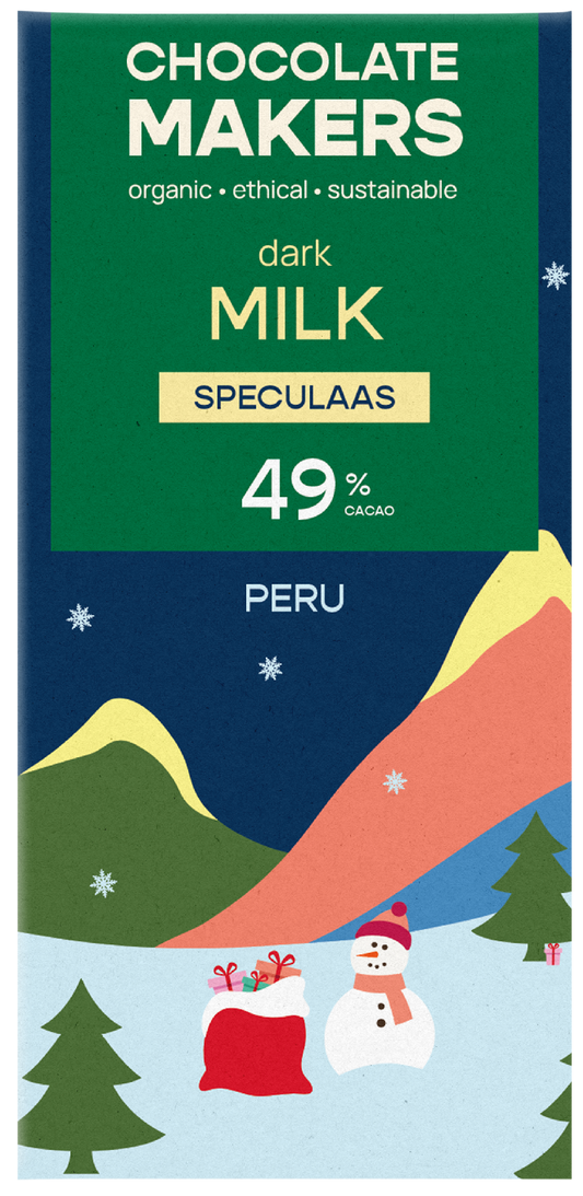 Chocolatemakers Kerstreep milky speculaas bio 80.00 Gram