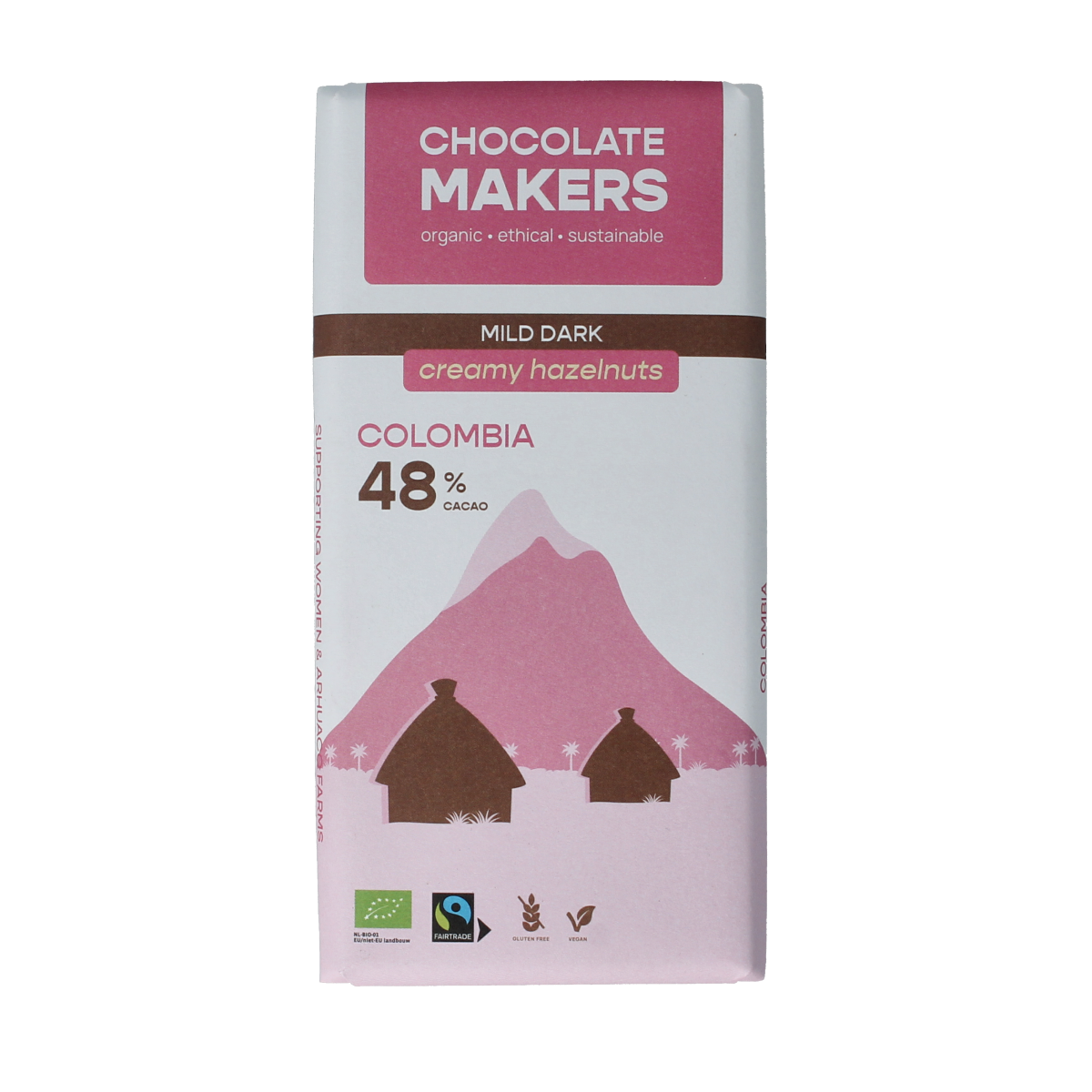 Chocolatemakers Colombia dark hazelnut creme 48% bio 80.00 Gram